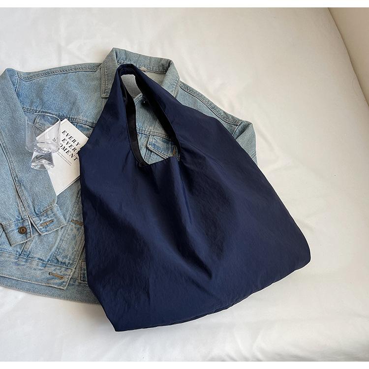 Contrasting Color Letter Casual Handbag 2025 New Simple Korean Style Shoulder Bag Lazy Style Simple Canvas Bag Women