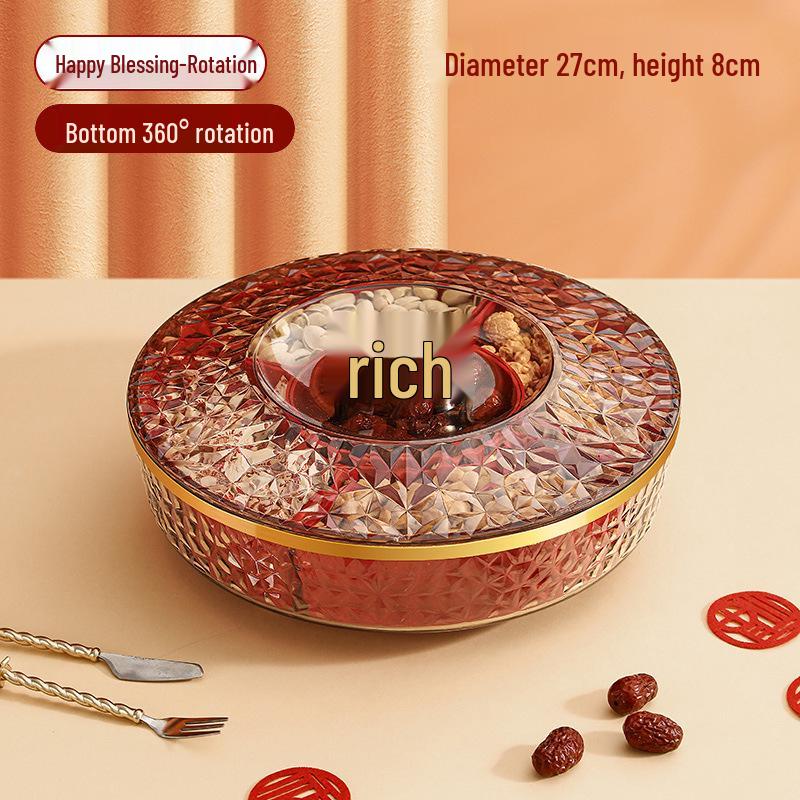 2025 New Year Chinese Style Snack Plate: Multi-layer Fruit, Candy & Nut Display for Coffee Table & Living Room.