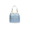 Coach 23 Frill Print Drawstring Canvas And Leather Tote Shoulder Crossbody Bag Medium Women bags White Denim-Blue C4693-B4SUX