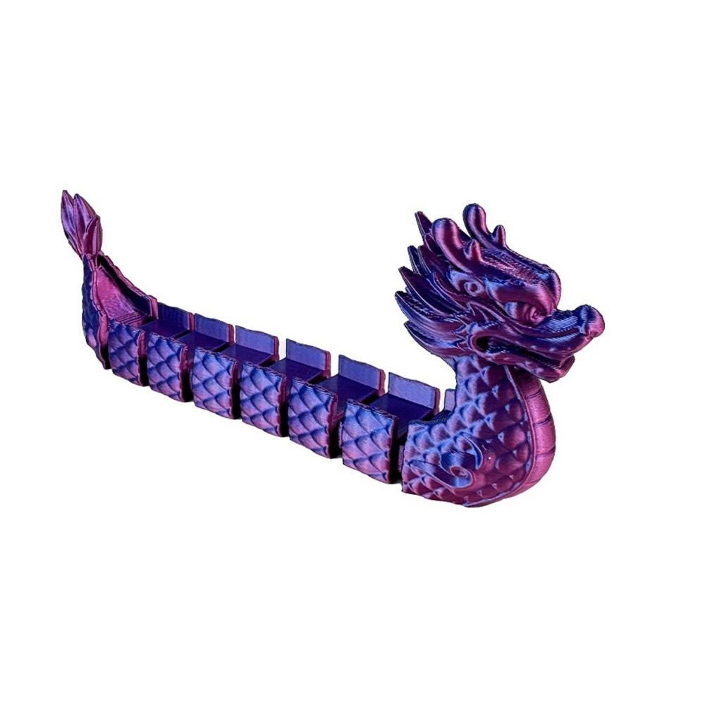 

Cute 3D Printed Dragon Boat Plastic Simulated Dragon Ornament Dragon Keys Holder Holiday Gift синий/фиолетовый