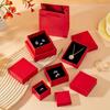 Red Jewelry Box With Cotton Pad Paper Jewelry Case Travel Portable Ring Earrings Necklace Gifts Packageing Storage Boxes