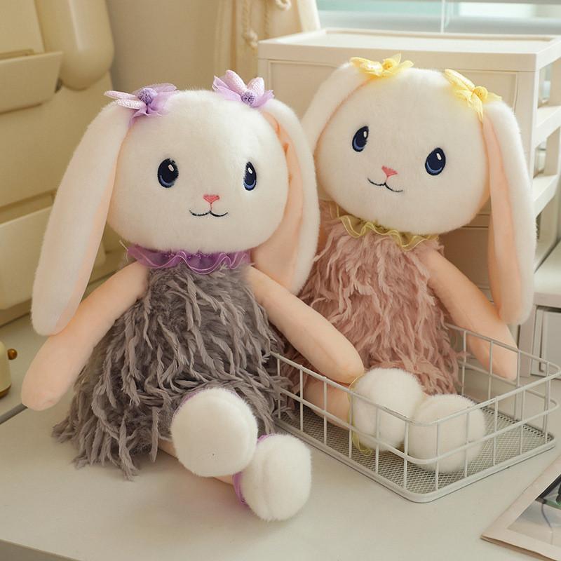 Adorable Snow Bunny Plush Toy Soft Cuddly Rabbit Doll Perfect Girls Gift Huggable Pillow