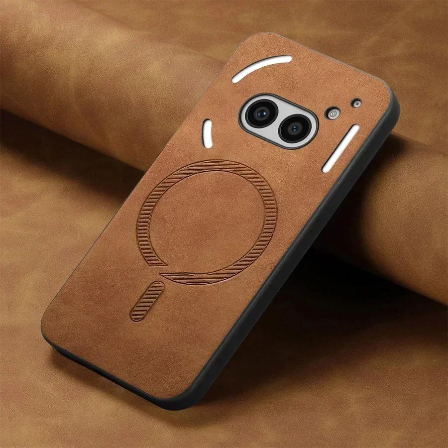 For Magsafe Leather Case for Nothing Phone 2A Plus Matte Shockproof Magnetic Wireless Charging Phone Protection Cover for Nothing CMF Phone 2Pro 1