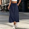 Women's High Waisted Cargo Skirt with Elastic Waist, Pockets and Slit, Color Casual Skirt for Everyday Wear