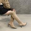 European and American Style Fashion Pointed High Boots Simple Temperament Solid Color Straight Boots 2025 New Boots High Heels Boots Women