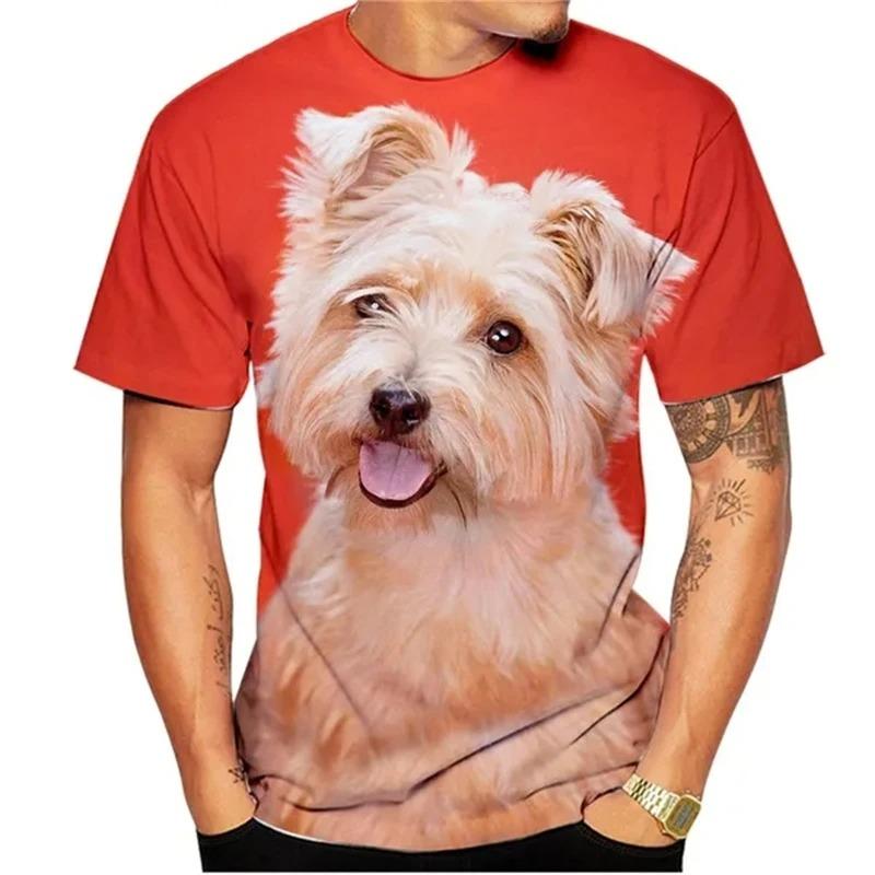 Yorkshire Terrier Pet Dog 3D Print T-Shirts Streetwear Men Women Fashion Short Sleeve O-Neck T Shirt Male Tees Tops Man Clothing