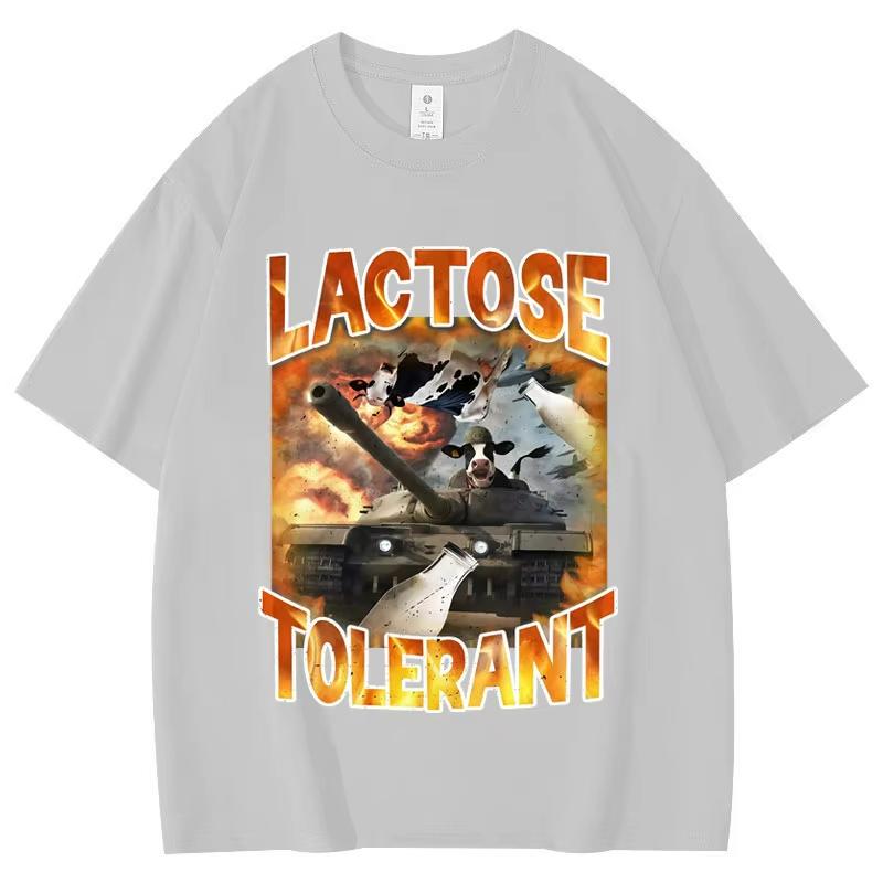 Lustiges Laktoseintolerantes Vintage Meme T-Shirt Milch Käse Diät Fitnessstudio Workout T-Shirts Damen Y2k Mode T-Shirts Streetwear Tops