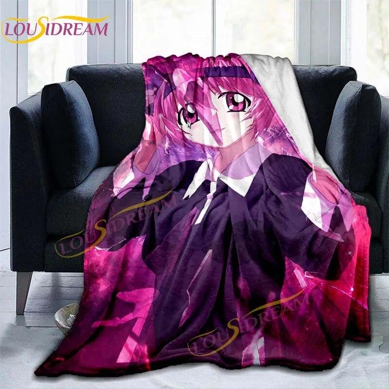Anime Blanket Elfen Lied Blanket Cartoon Printed Blanket Cover Flannel Blanket Bed Sofa Living Room Blanket Home Decor Fans Gift