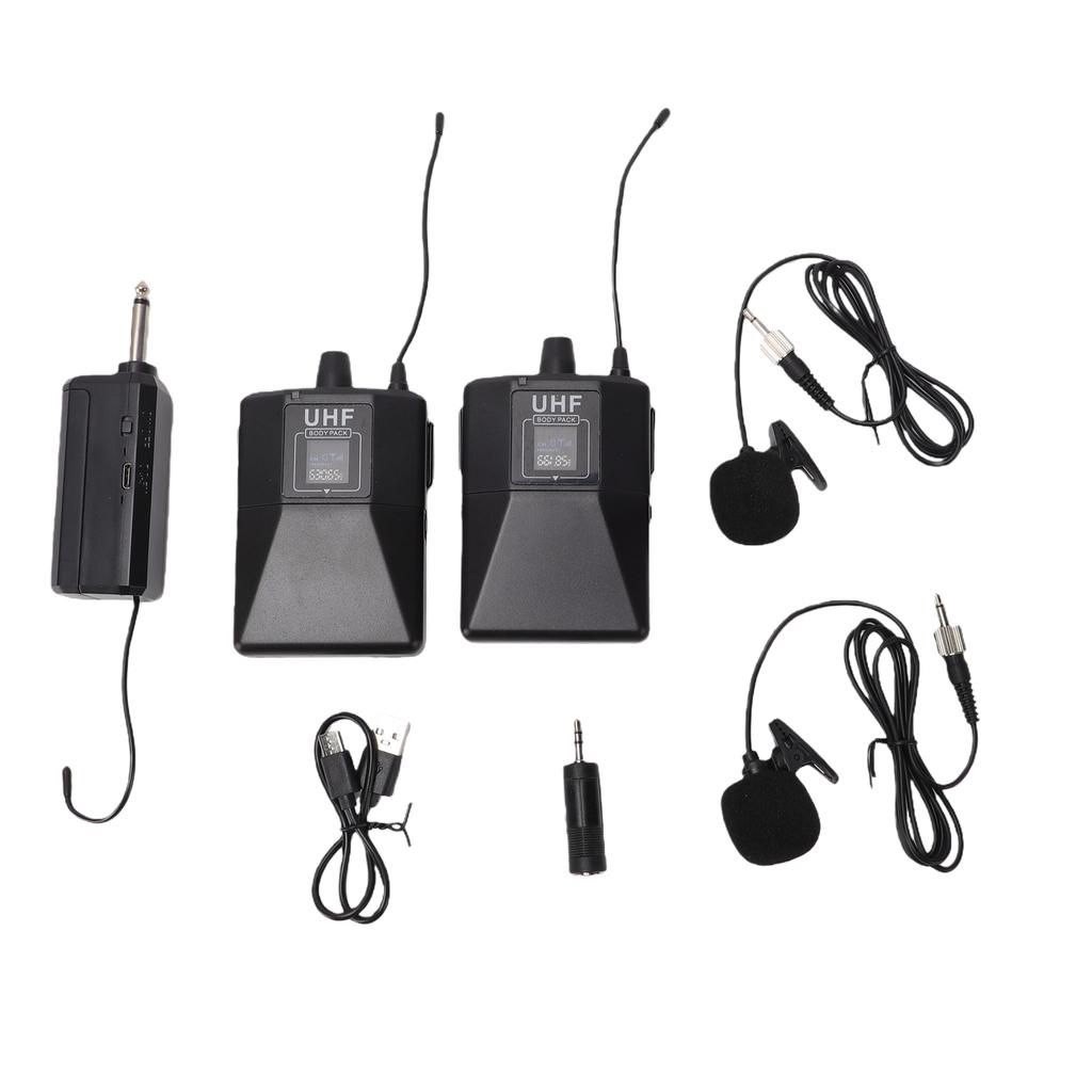 Wireless Lavalier Microphone Clip On Mic Plug and Play with Rechargeable Receiver for Speech Teaching