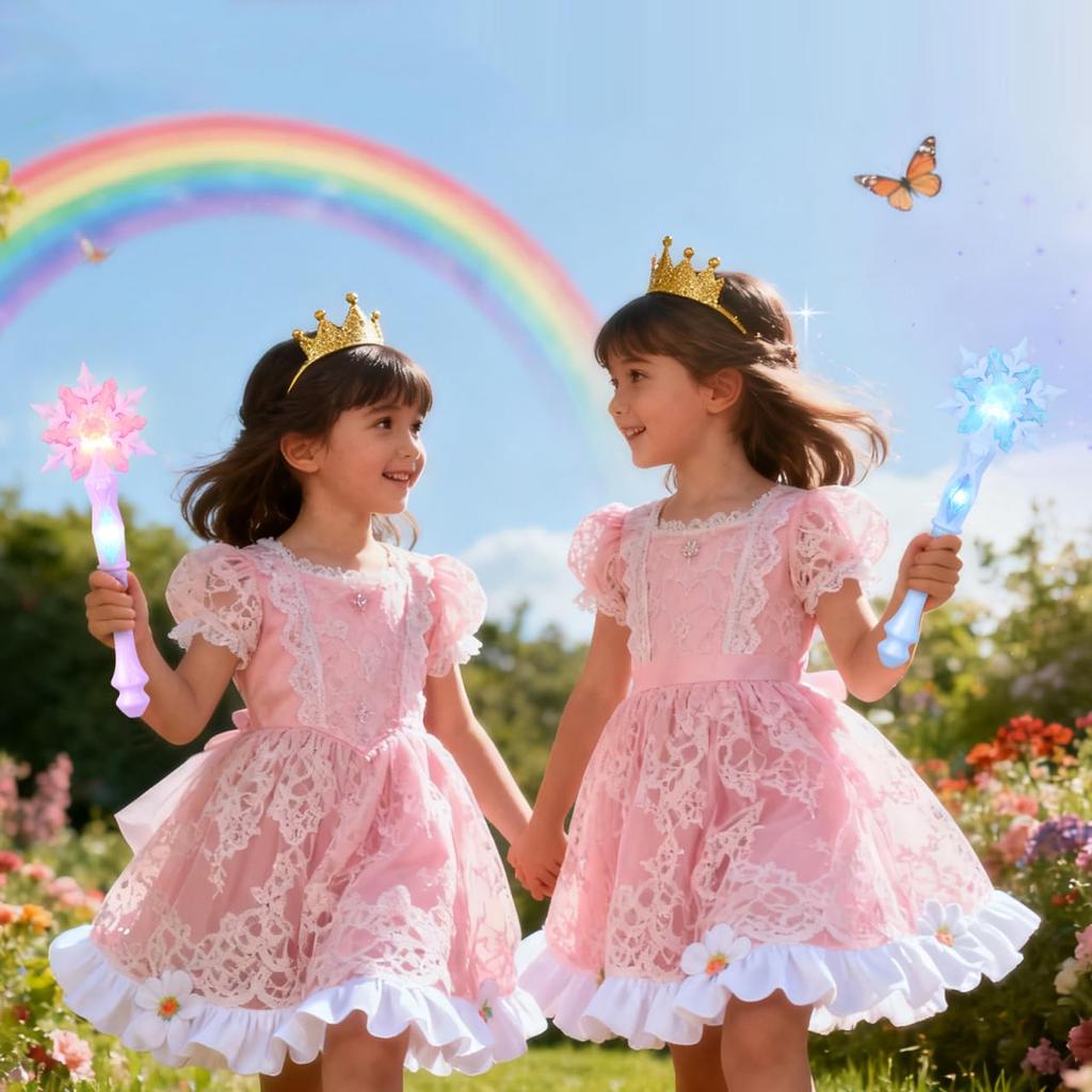 iplusmile 2-Piece Witch Stick Snowflake Magic Wand with Light-Up Lights, Perfect for Girls, Princess Parties, and Photo Props (Blue + Pink)