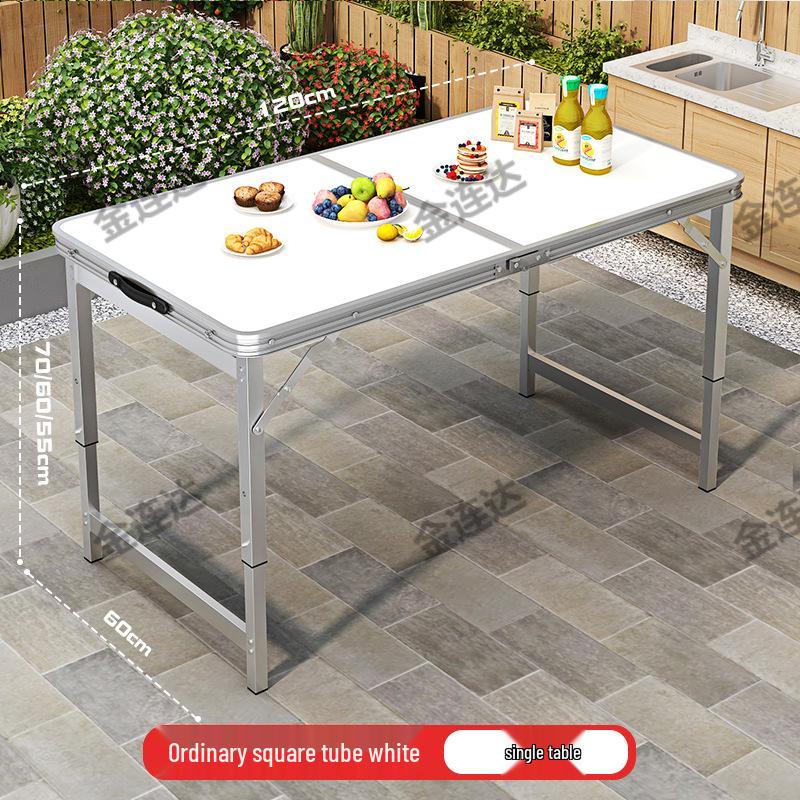 Portable Aluminum Folding Table for Outdoor Dining and Market Stalls - Adjustable and Compact