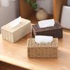 New Woven Tissue Box Imitation Rattan Woven Grass Tissue Storage Box Luxury Tissue Paper Holder Home Living RoomTable Decoration