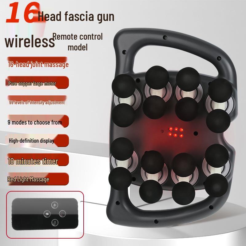 

Rechargeable 16-Head Fascia Gun Muscle Massager for Back, Waist, and Legs English