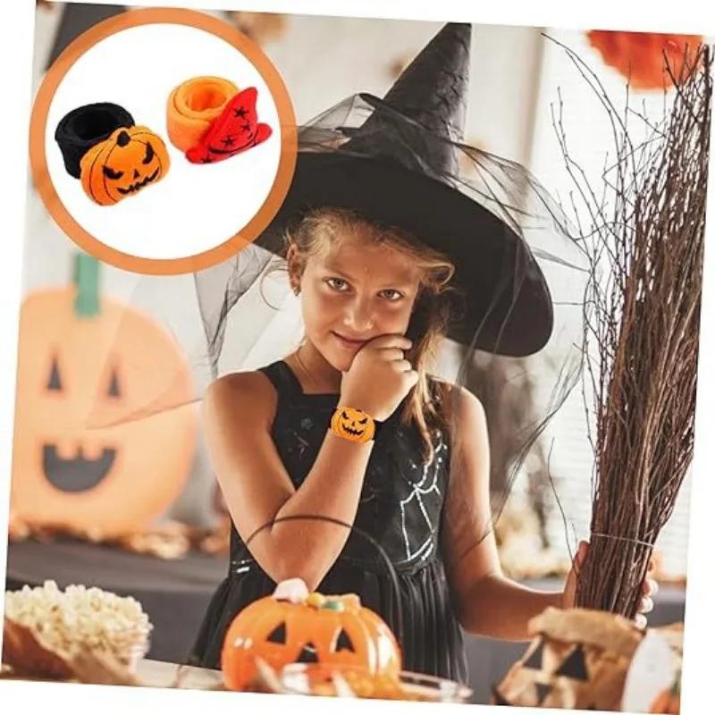 1Pc Halloween Bracelet Pat Circle Stylish Cute Halloween Kids Gift Pumpkin Spider Witch Hat Ghost Decorative Bracelet Ghost Gift