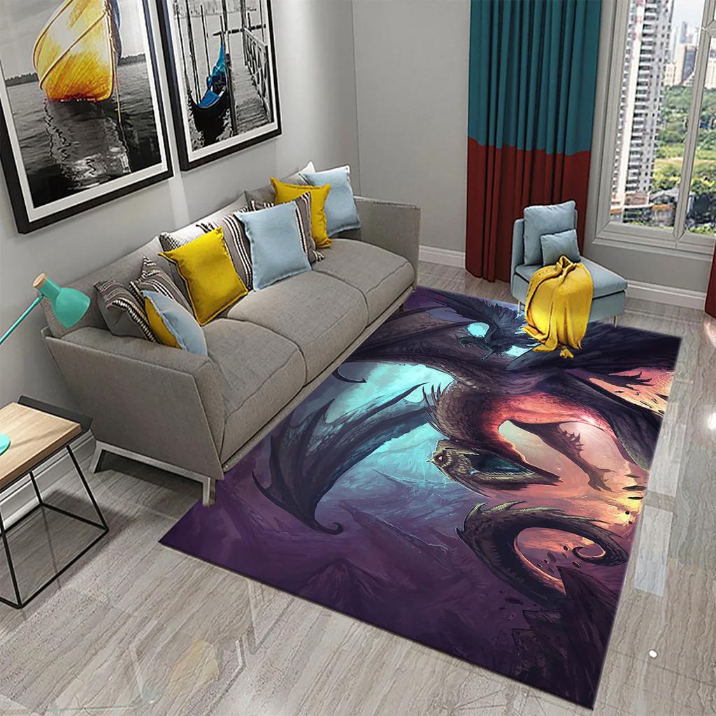 Modern Dragon Pattern Carpet for Living Room Bedroom Bathroom Entrance Non-slip Carpet for Children Play Home Decor Floor Carpet