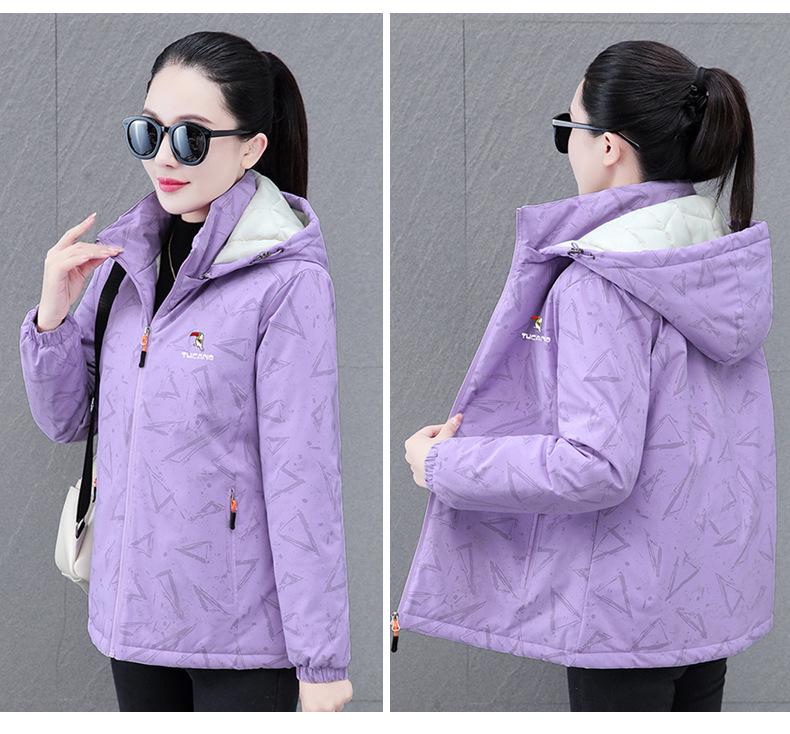 2024 Damen Winter Kapuzenjacke Warm Baumwolle für Mittelalte und Ältere