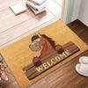 VIKAMA Abstract Cartoon Horse Welcome Mat Soft Non-Slip Doormat Indoor & Outdoor Entrance Rug Home Decor