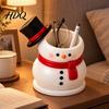 Holiday Home Decoration Cute Snowman Storage Container Durable Resin Makeup Brush Holder Entryway Key Tray Decorative Pen Holder for Office Tabletop