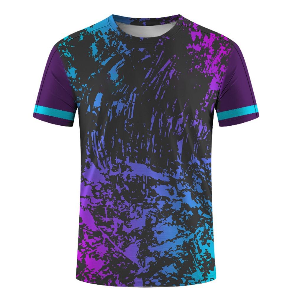 Men Gym Sportswear Summer Short Sleeve Badminton Running Training Fitness Breathable Casual Stylish Round Neck T-Shirts Tops