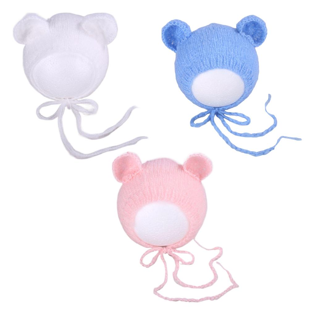 Soft Baby Beanie With Bear Ears For Newborn Photography Props Elastic Comfort Baby Photography Props