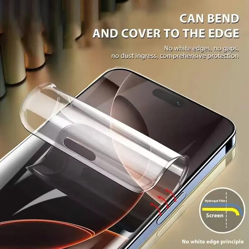 3 pacotes de protetores de tela de filme de hidrogel para iPhone 16 15 17 14 13 12 11 Pro Max Plus 13 12 Mini XR XS anti-arranhões e inquebráveis