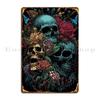 Skull And Roses Skull Rose Metal Sign Personalized Wall Decor Garage Funny Home Tin Sign Poster