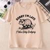 Funny Opossum T Shirt Sorry Im Late I Was Dilly Dallying Tee Retro Possum TShirt Animal Graphic Tee Cotton Short Sleeve