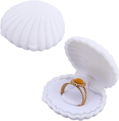 Velvet Shell Jewelry Box White Shells Shaped Earring Ring Storage Case Showcase Display Organizers Decorative Holder Small Gifts Boxes