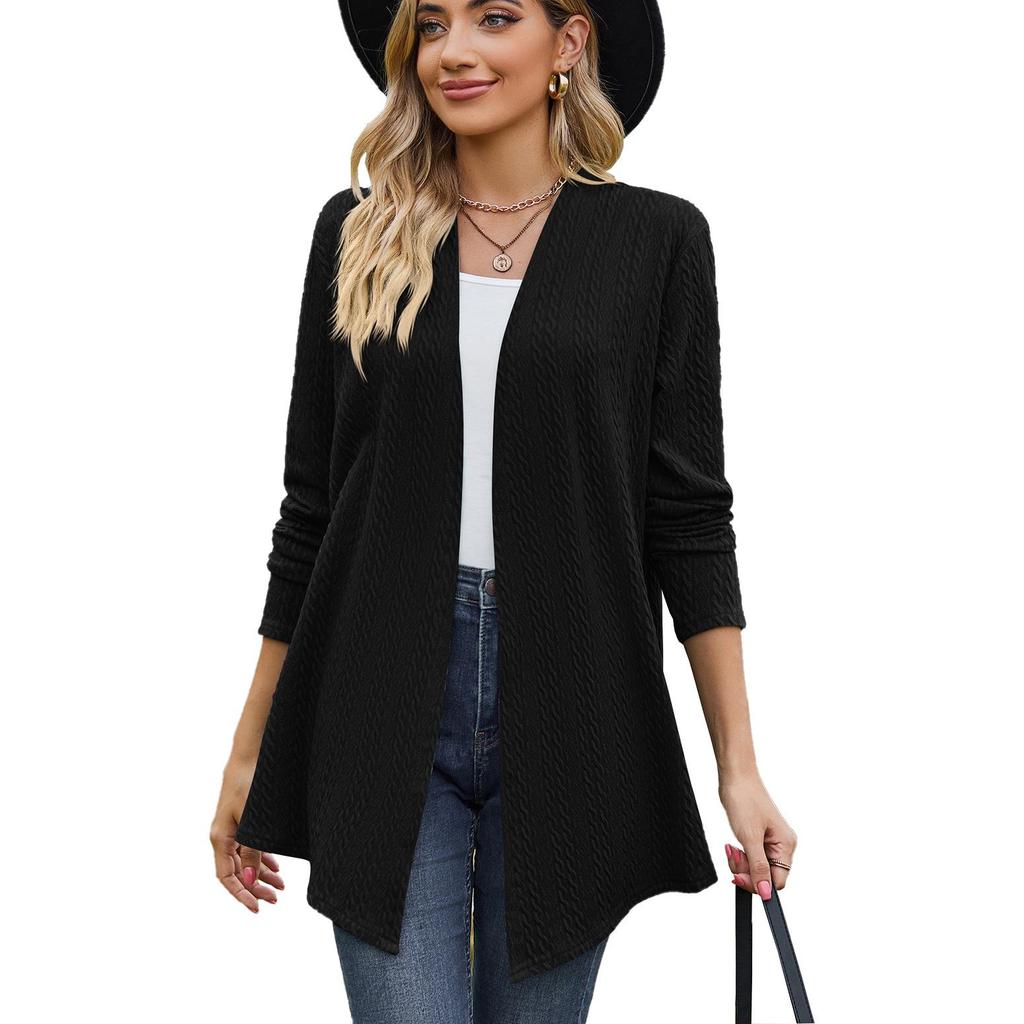 2023 Autumn/Winter Solid Color Long Sleeve Loose Cardigan Coat for Women