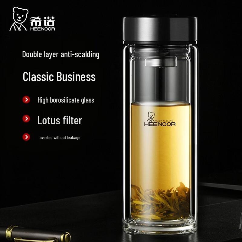 Xinuo Double-Layer Glass Travel Bottle with Filter Lid
