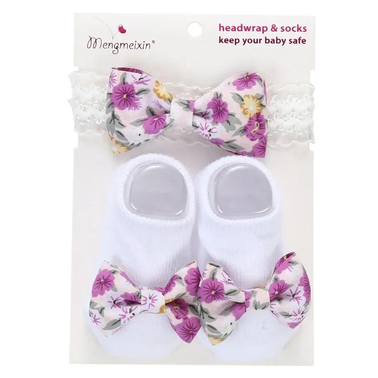 

2Pcs/set Newborn Baby Sock Headband Cute Bowknot Short Sock Headband for Infant Baby Girl Spring Summer Baby Stuff for 0-1 Year 0-12 Month