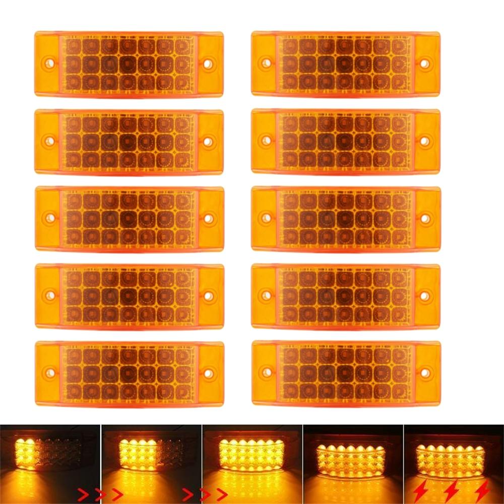 

10 шт. янтарных светодиодных стробоскопов 21 светодиод, боковые габаритные огни, 5 дюймов, габаритные огни, сигнал поворота, задние фонари, ходовые огни для прицепа и грузовика 12-24 В жёлтый