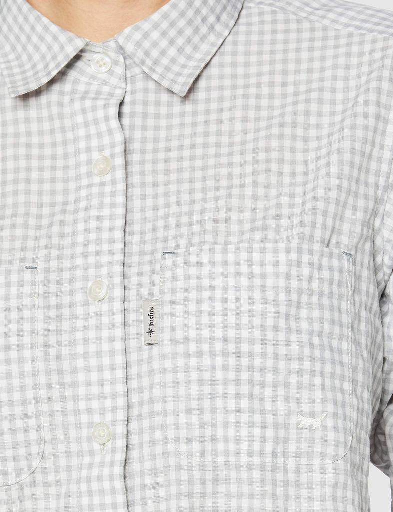 Foxfire 8212152 TS Soccer Gingham Light Size UV Protection Women's Shirt, Gray, L, Moisture-Wicking, Quick-Drying,