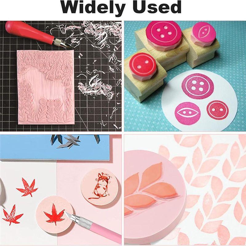 M-Modern-14PCS Rubber Stamp Carving Kit With Linoleum Block Carving Tools For Printmaking,Stamp Making Kit Block Printing Kit