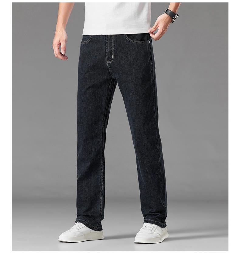 Woodpecker Men's Fleece-lined Straight Leg Stretch Jeans - Loose Fit, Plus Size, Warm Casual Pants for Autumn/Winter