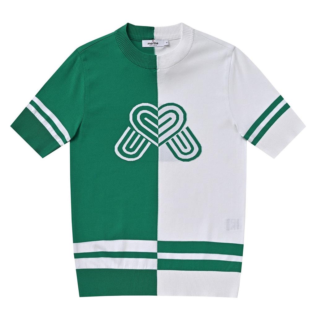 MARTINE GOLF Half Half Round Sweater_Green