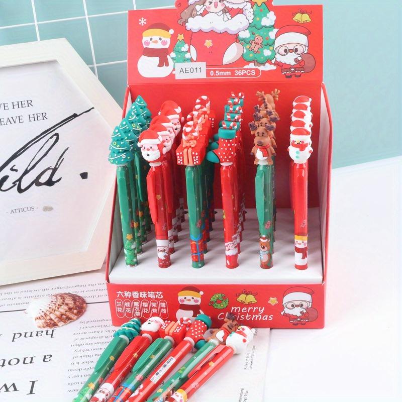 36pcs Christmas Neutral Pen, Press Pen, Holiday Gift Pen, Student Practice Pen, Cartoon Design Pen, Black Signature Pen