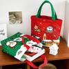 Christmas Gift Bags Reusable Canvas Tote girl & Women, Festive Santa Snowman Pattern with Snap Closure, Shopping, and Daily Use