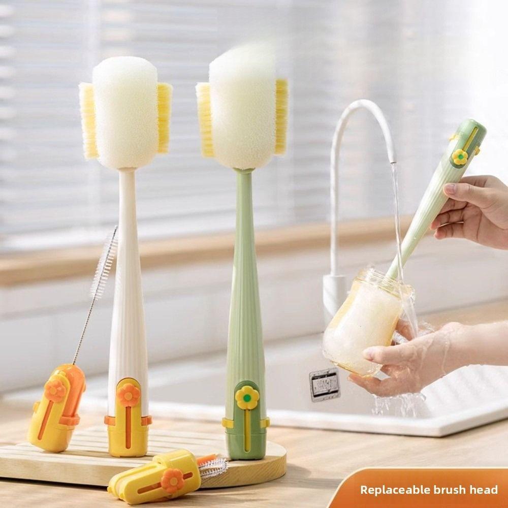 Five-In-One Bottle Cleaning Brush 360 Degrees Cup Lid Brush Multi-purpose Glass Cleaning Brush