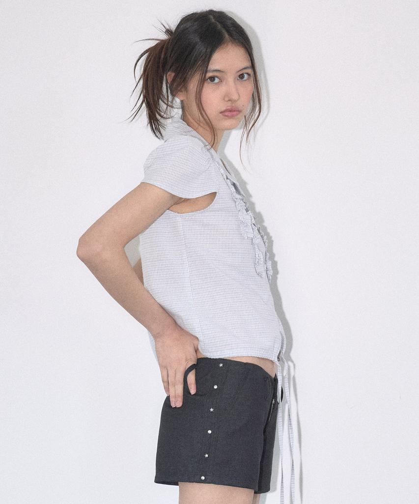 MARGARIN FINGERS Mixed Rivet Shorts (Black)