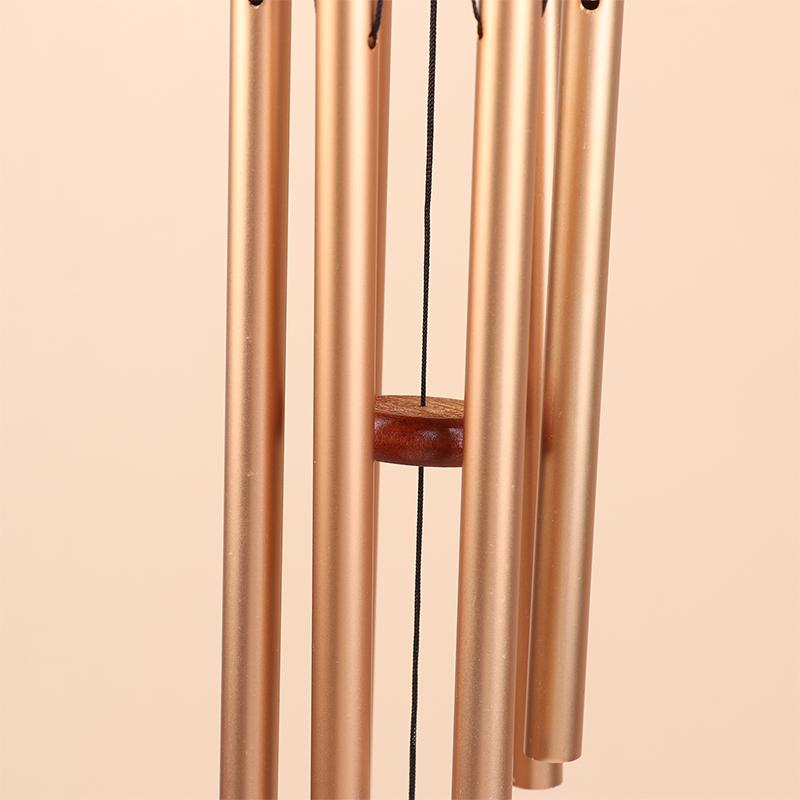 1Pc 6 Tubes Aluminum Pipe Wind Chimes With Hook And Wooden Leaf Hanging Tag Balcony Corridor Decoration Birthday Gift