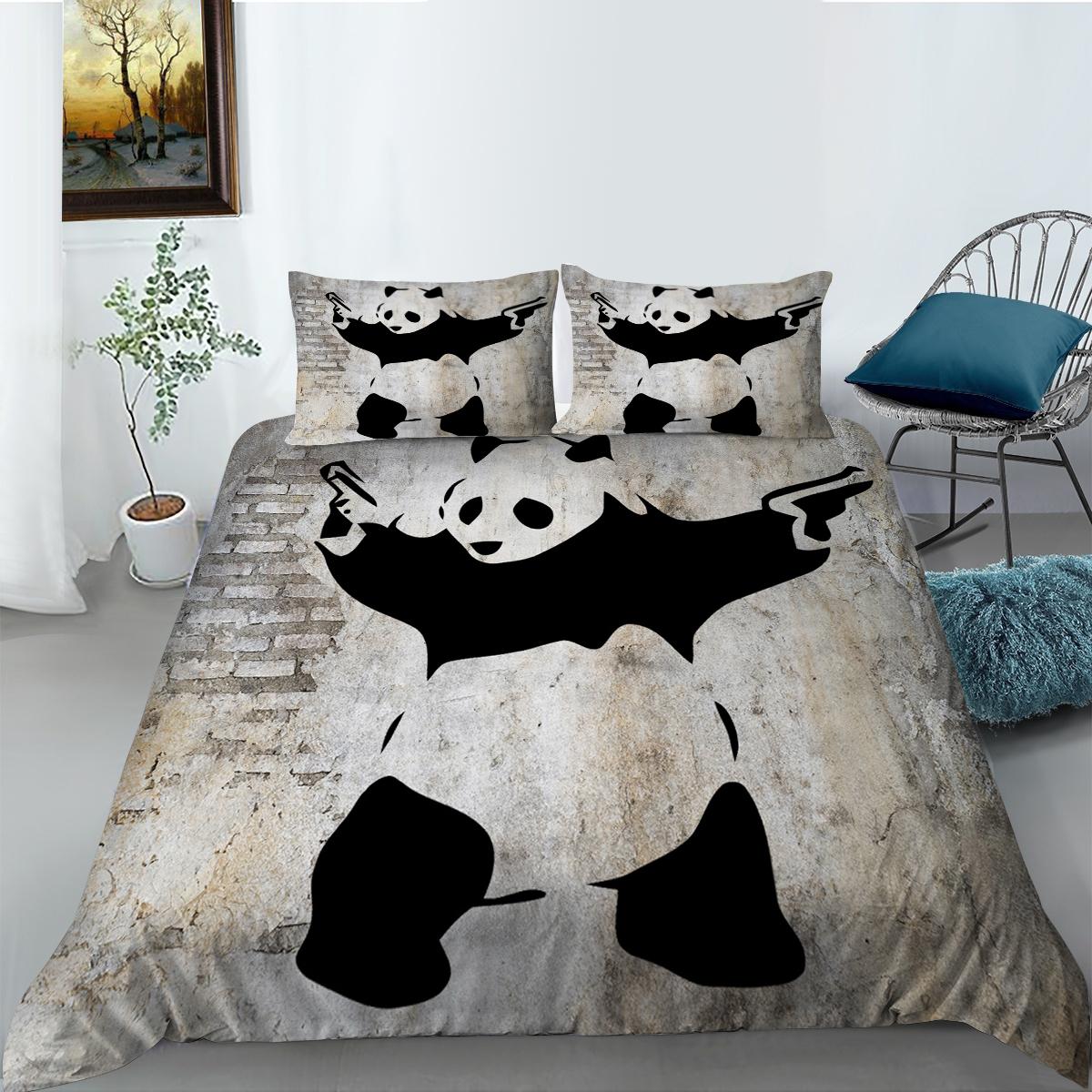 

Комплект постельного белья с 3D пандой, мультяшное животное, пуховый пододеяльник, наволочка 2/3 шт., детский, подростковый, взрослый, полноразмерный чехол в подарок DE 100x135cm