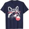 Funny Raccoon Graphic Tee Hipster Animal Wearing Pink Glasses Bubble Gum Short Sleeve T-Shirt