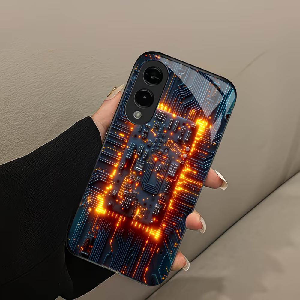Mobile Phone Circuit Technology High-end PhoneCase Glass PhoneCase for Samsung Galaxy S26 S25 S24 S23 S22 S21 FE,Ultra,Plus