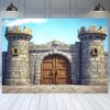 1 Piece of Retro Polyester Fiber Castle Backdrop Fabric - Designed for Protection, Machine Washable, No Power Supply Required