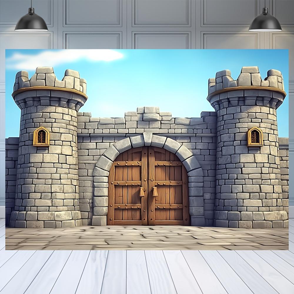 1 Piece of Retro Polyester Fiber Castle Backdrop Fabric - Designed for Protection, Machine Washable, No Power Supply Required