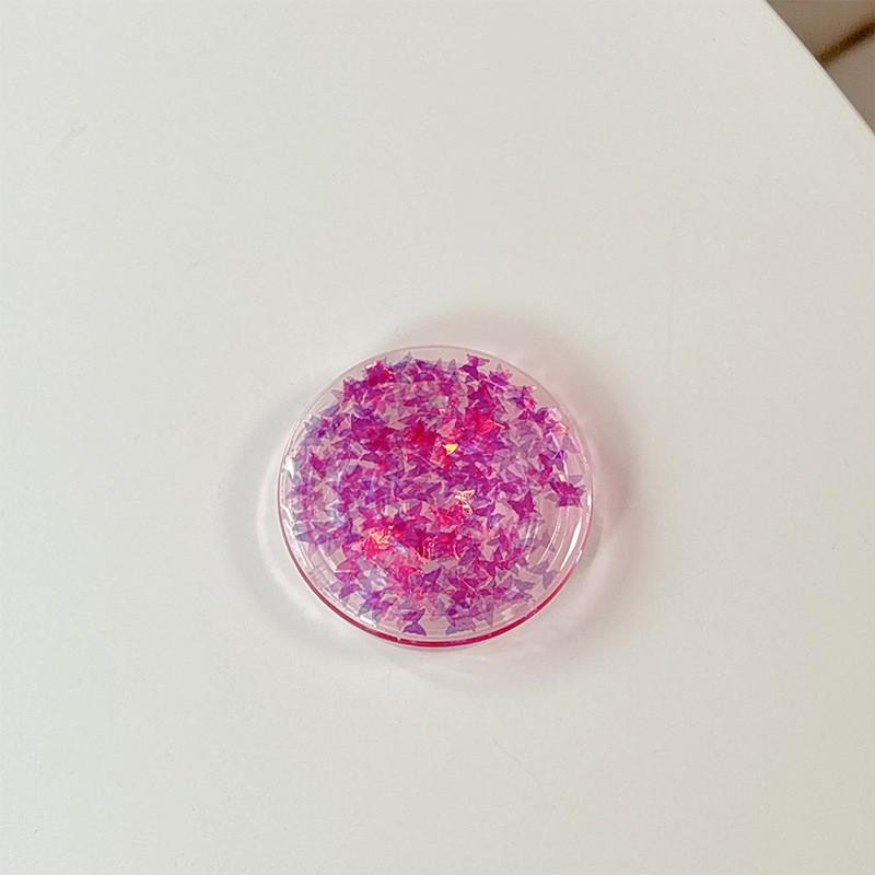 Butterfly Glitter Solid Color Circular Phone Airbag Holder Korean Ins Style Desktop Stable Portable Ring Women's Gift