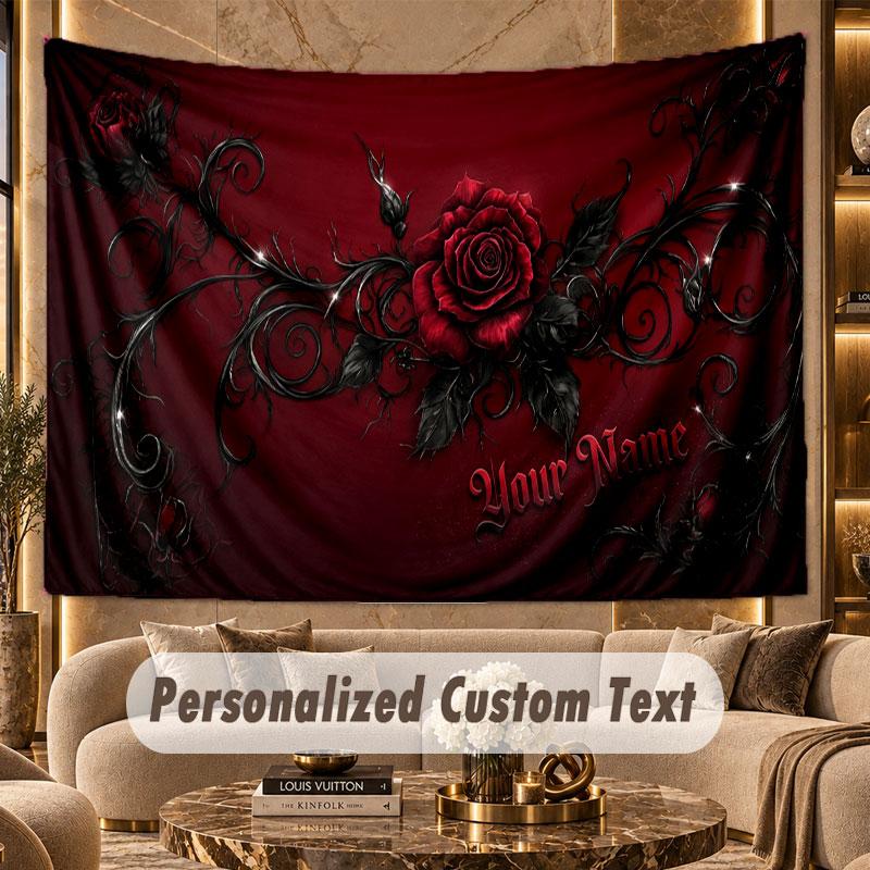 Skull Gothic (176) Theme Wall Tapestry Customized With Name Text Personalized Hanging Tapestry For Bedroom Living Room Decor
