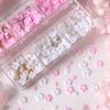 1 Box 3D Flower Nail Art Charm 6 Grids Resin Floral Charms Golden Beads DIY Nail Design Jewelry Crafts Manicure Decoration Accessories
