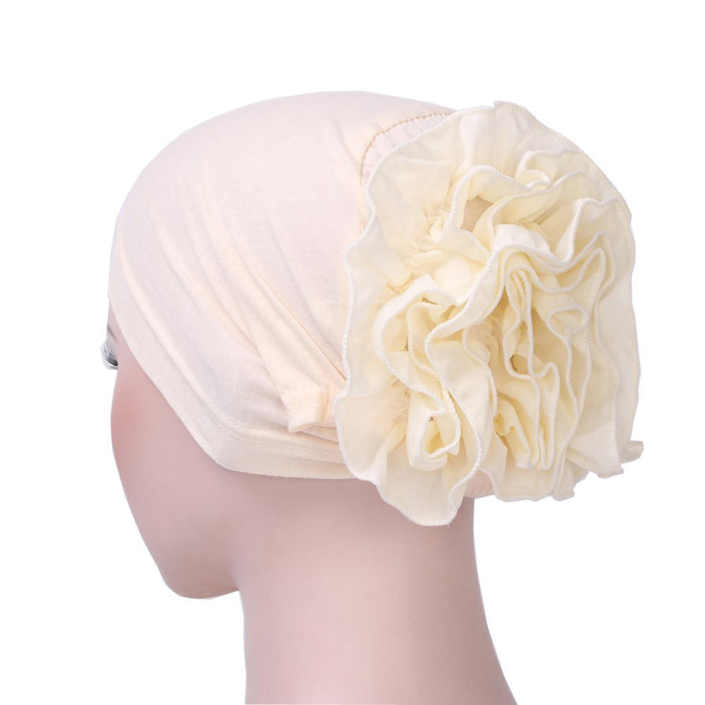 Women Flower Muslim Ruffle  Chemo Hat  Scarf  Head Wrap Cap